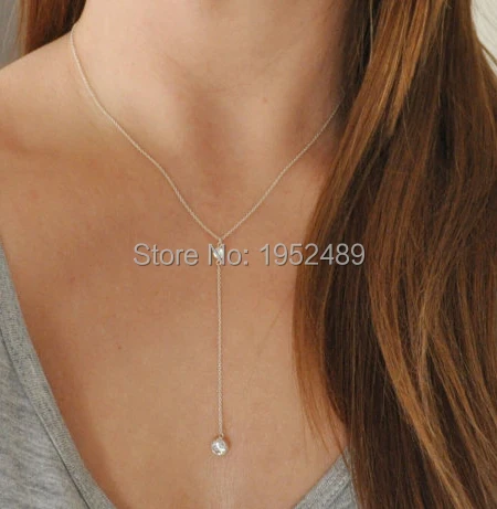 2016 summer style Y design necklace pendant charm CZ SILVER color gold choker necklace women jewelry