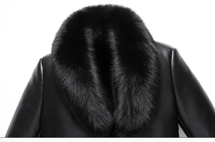 Новое поступление длинная настоящая Большая Меховая Мужская зимняя кожаная куртка высокое качество Толстая теплая кожаная мужская куртка