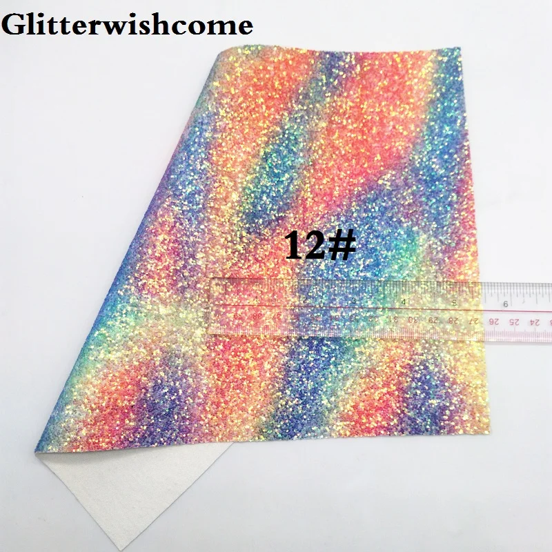 Glitterwishcome 30X134 см печатных пледы, стрелка, Радуга с эффектом блестящей кожи Ткань Винил для Луки, GM144 - Цвет: 12