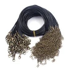 10 adet/grup Antik Bronz/Rodyum/Altın ıstakoz kanca Kolye Kabloları Dia 1.5mm Siyah Balmumu Deri Zincirler Uzatma DIY Takı