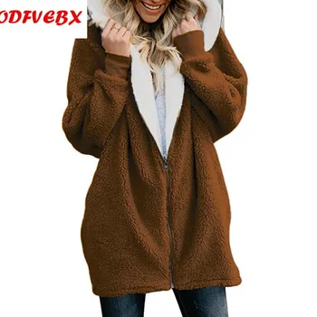 

Women's Parker lamb fur coats 2020 autumn and winter new lamb hair zipper warm hooded jackets plush guard clothes women