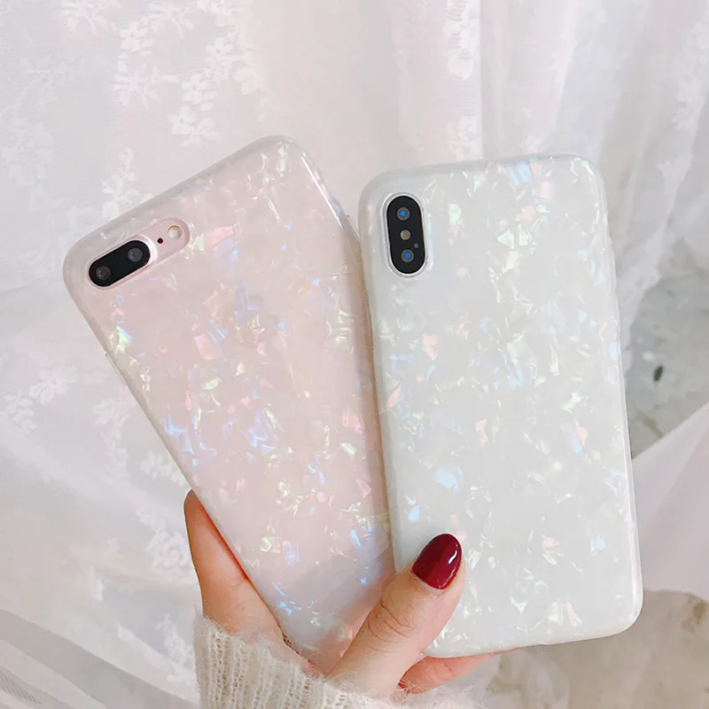 

JASTER Glitter Phone Case For iPhone 7 8 Plus Dream Shell Pattern Cases For iPhone XR XS Max 7 6 6S Plus Soft TPU Silicone Cover