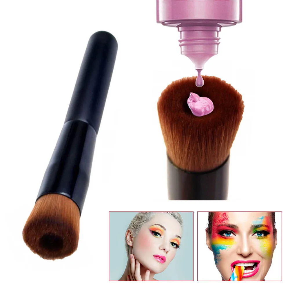

Portable Wood Handle Makeup Brush Professional Contour Foundation Powder Liquid Cream Brushes Cosmetics Tool