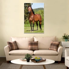 Unframed Imagem Cópias Da Lona Pintura Animal Cavalo Marrom do Retrato Da Parede Para Sala de estar Parede Decoração Arte Dropshipping