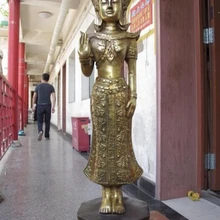 Коллекционные бронзовый лев статуя S1062 21 Таиланд Буддизм Храм Медь Бронза Gild Шакьямуни Татхагата статуя Будды