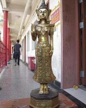 

Collectible bronze lion statue S1062 21 Thailand Buddhism Temple Copper Bronze Gild Sakyamuni Tathagata Buddha statue