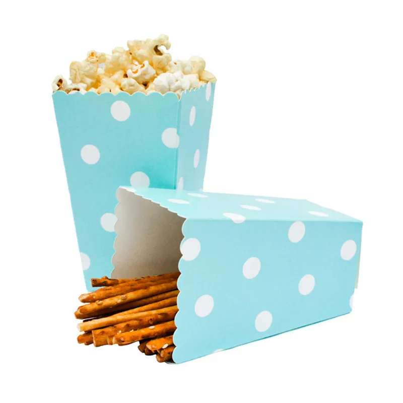 

12P Babyshower Colorful Paper Popcorn Box Pop Corn Party Favor Bags for Candy Food Birthday Party Decrations Kids Party Supplies