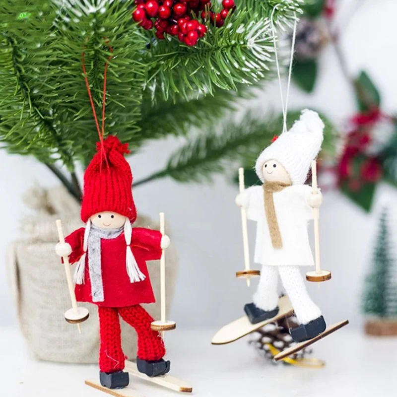 

Creative Kawaii Christmas Angel Girl Ski Pendant Christmas Tree Decoration For Home Xmas Cute Doll Party Decoration Kids Gift