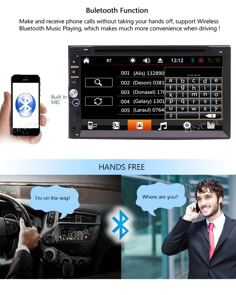 Flash Deal EinCar Wireless Rear Camera 7" 2Din Touchscreen in Dash Bluetooth Car Stereo Automotive DVD Player 1080P Video Audio Head Unit 3