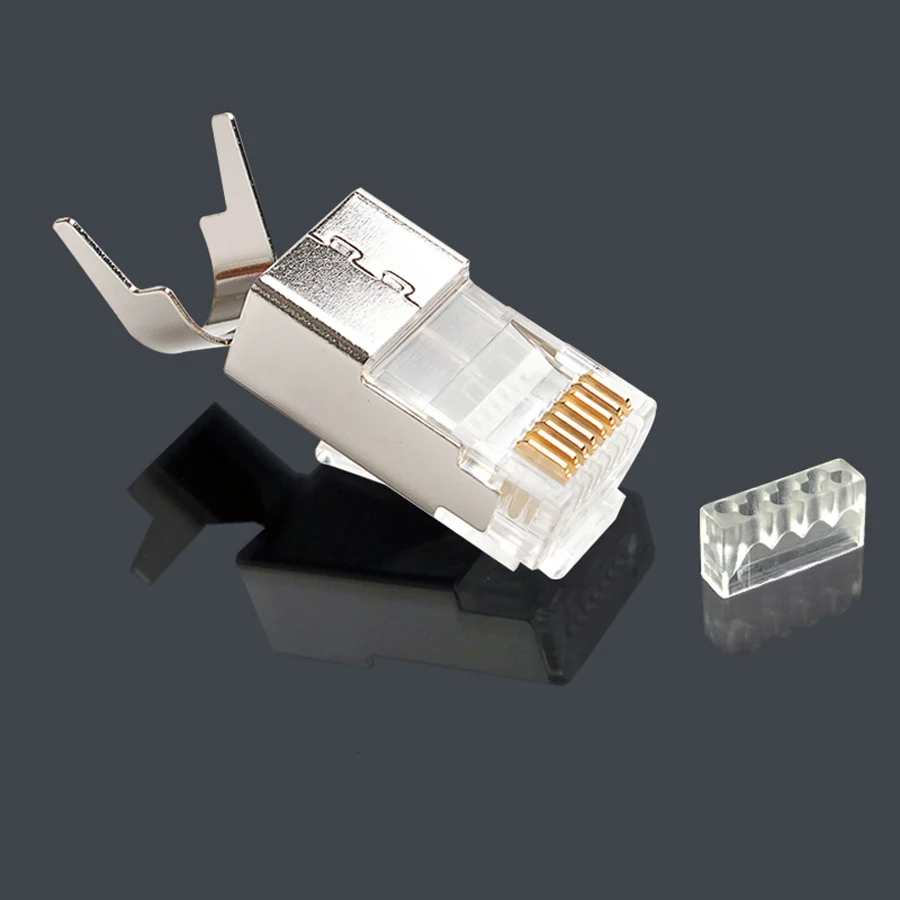 xintylink rj45 connector cat7 cat6a male network connector gilded rj45 plug terminal 8P8C metal shielded for stp network cable 