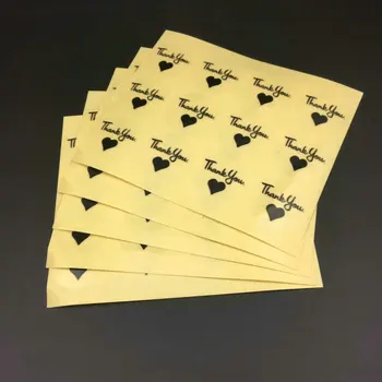 

1000 Transparent black love Heart Thank you Sticker for Gift sealing label sticker 3CM