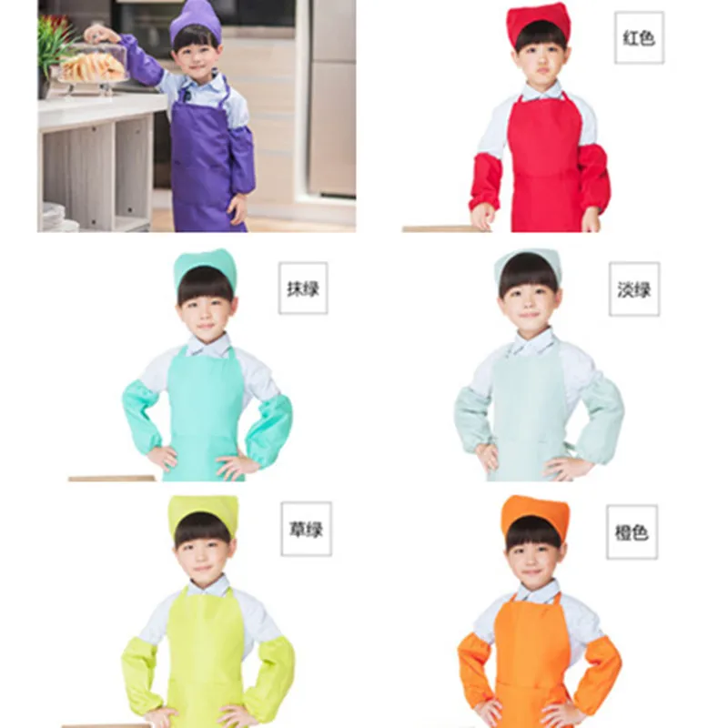 Дети Ремесло приготовления выпечки DIY костюм для рисования ребенка шеф-повара шляпа фартук Манжеты Набор BBB0658