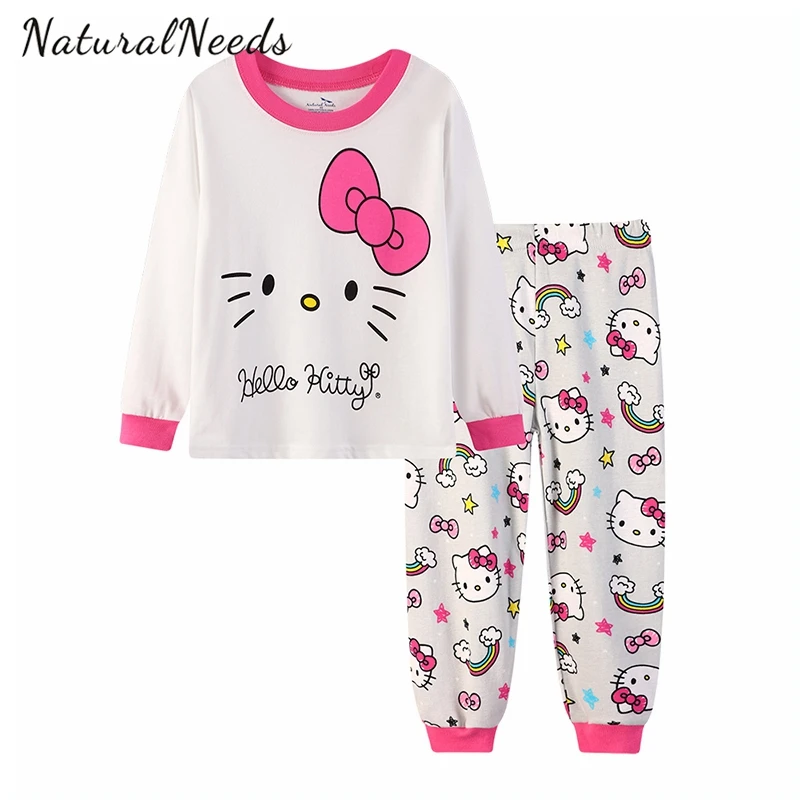 Детские пижамные комплекты с рисунком hello kitty Cat одежда для сна героями