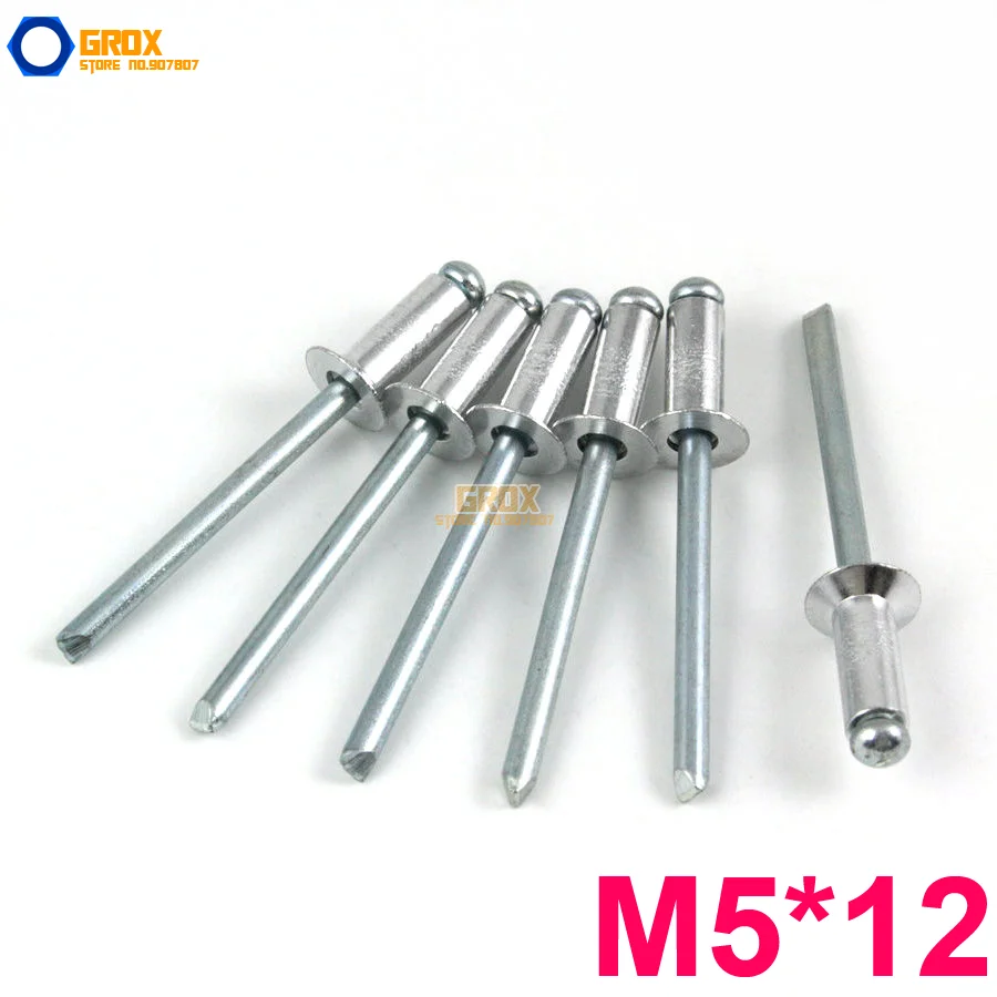 

100 шт. M5 * 12 алюминиевые потайные заклепки с открытым концом