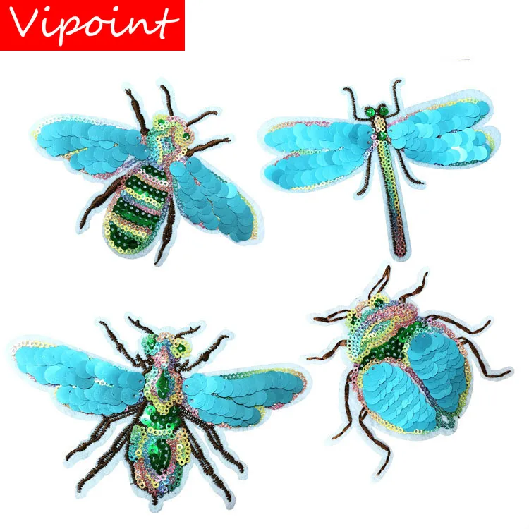 

VIPOINT embroidery Sequins big Bee beetle patches animal cartoon patches badges applique patches for clothing ALR-3