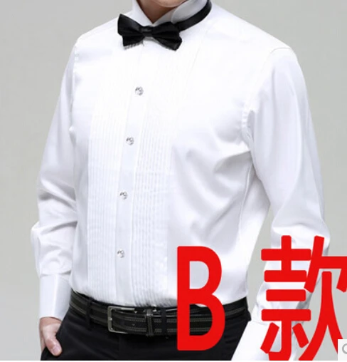 Горячее предложение Стиль белый с длинными рукавами Для мужчин рубашка Свадебные/Пром Жених Рубашки для мальчиков одежда жених человек Праздничная рубашка(39-44 - Цвет: Бежевый