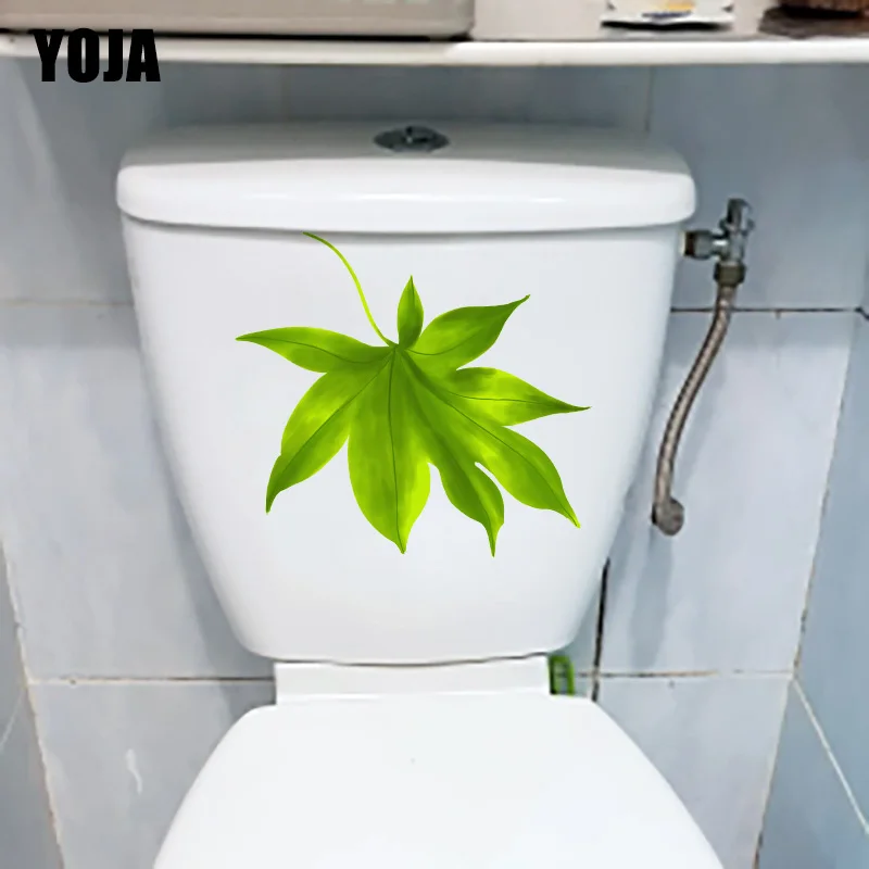YOJA 23.7*20.7CM Green Maple Leaf Toilet Seat Sticker Fresh WC Decor Home Wall Decal T1 1027