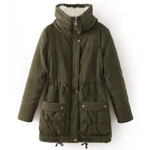 Algodão acolchoado parkas feminino gola alta grossa jaqueta moda meados longo wadded casaco outwear plus size 3xl wdc8018(China)