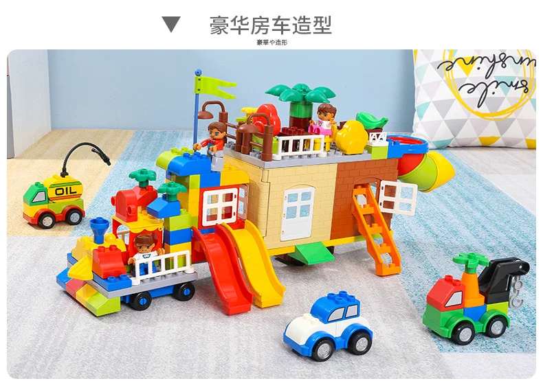 239-319 шт DIY большой размер частиц строительные блоки красочный городской замок обучающая игрушка для детей совместимая Duplo