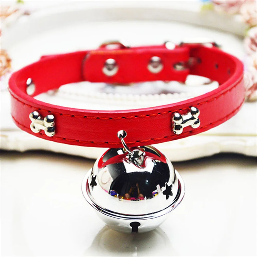 PACGOTH Pet Collars PU Leather Adjustable Basic Collars for Dogs Cats