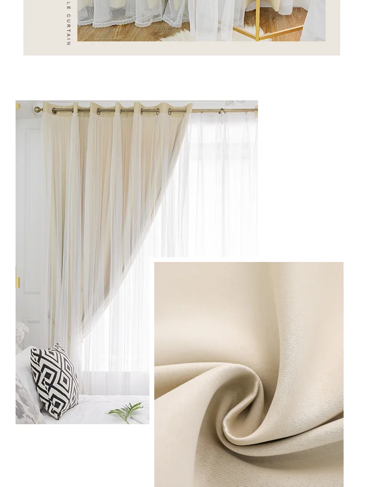 Chicity классические затемненные занавески s для гостиной цвета слоновой кости двухслойные элегантные белые кружевные занавески для спальни женские индивидуальные