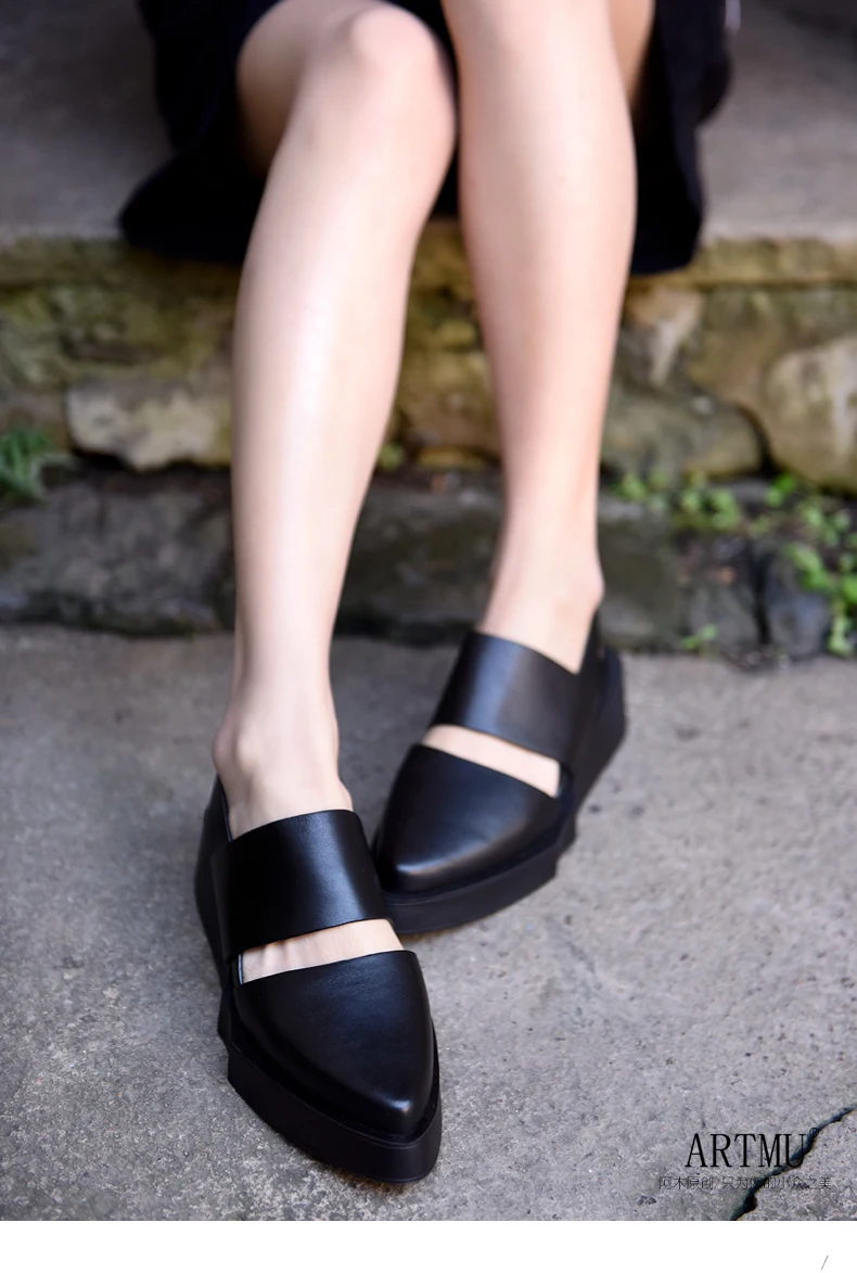 Artmu/оригинальные женские босоножки на толстой подошве; босоножки из натуральной кожи на платформе; обувь ручной работы с острым носком и вырезами; DCX1812-90