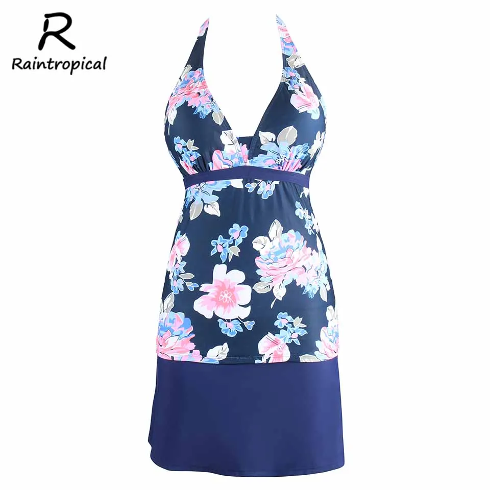 Raintropical Tankini Strappy Swimwear Plus Size Swimwear Sexy Women Swimsuit Push Up Print Bottom Bathing Suits Bottom Swim Wear