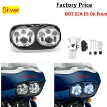 Для автомобильного Glide Dual 5 3/" Хромированный светодиодный налобный фонарь для мотоцикла, светодиодный налобный фонарь с высоким/низким лучом, двойная фара для велосипеда