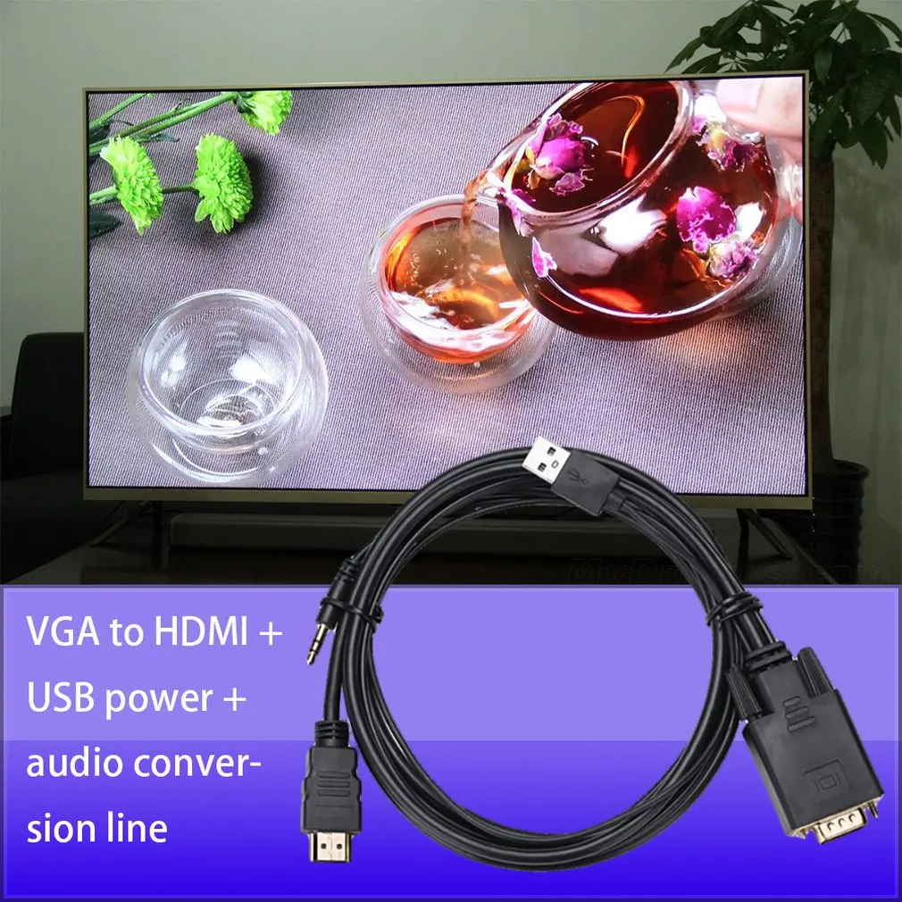1,8 метров VGA HDMI Кабель-адаптер соединитель USB аудио VGA в HDMI адаптер конвертер для ПК ноутбук к HDTV проектор
