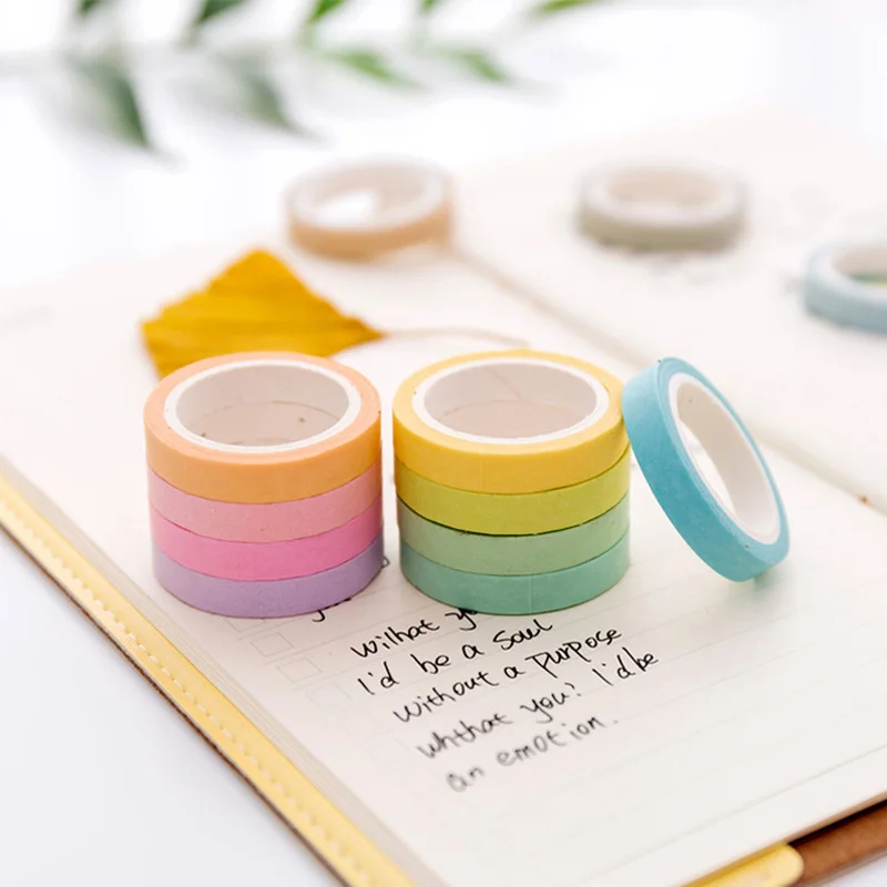 

12 pcs Rainbow color paper washi tape set Slim 7mm decoration tapes masking sticker scrapbooking ablum frame Stationery A6727