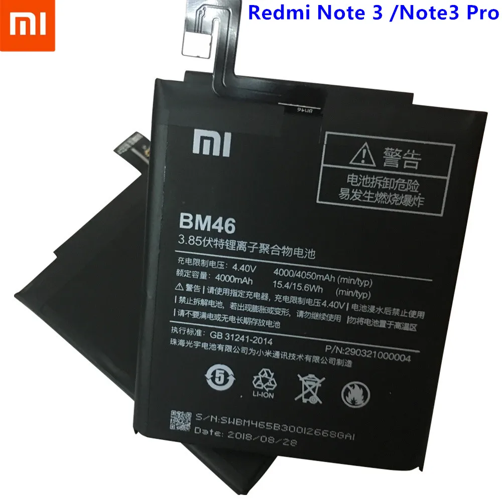 

2018 New Original BM46 High Capacity 4000mah Mobile Phone BM46 Battery For Xiaomi Redmi Note 3 note3 Pro/Prime Battery