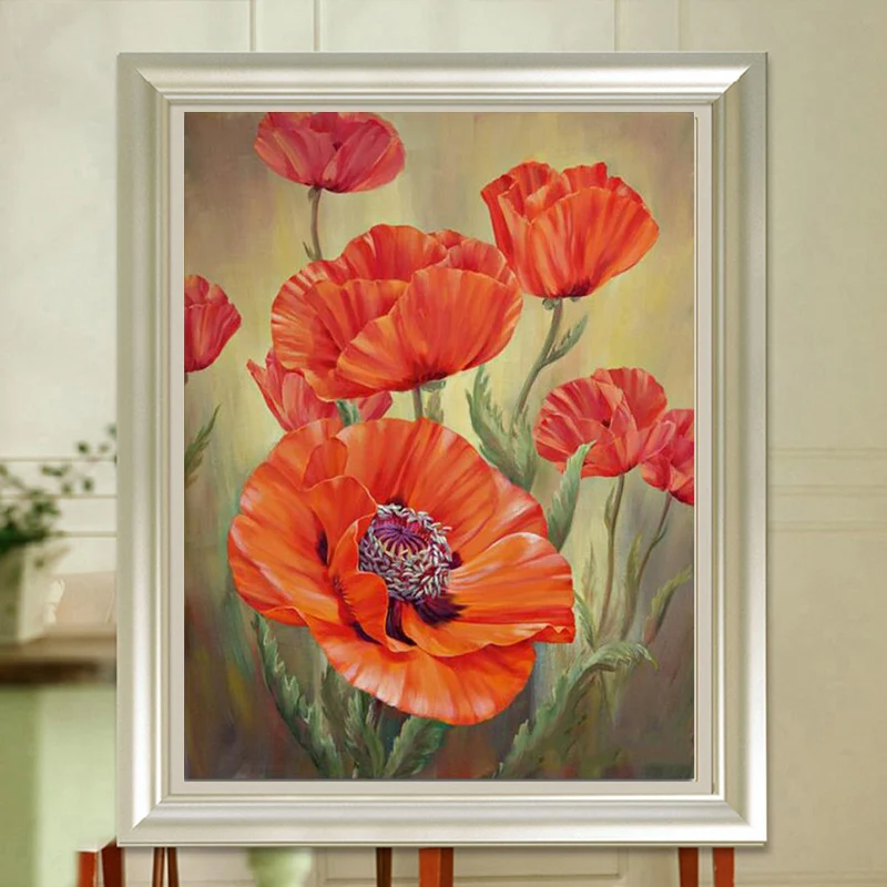 

DIY Diamond Painting Cross Stitch"Russia Flowers Red Rose"Square Diamond Mosaic Embroidery Canvas Home Decor Painting ZT