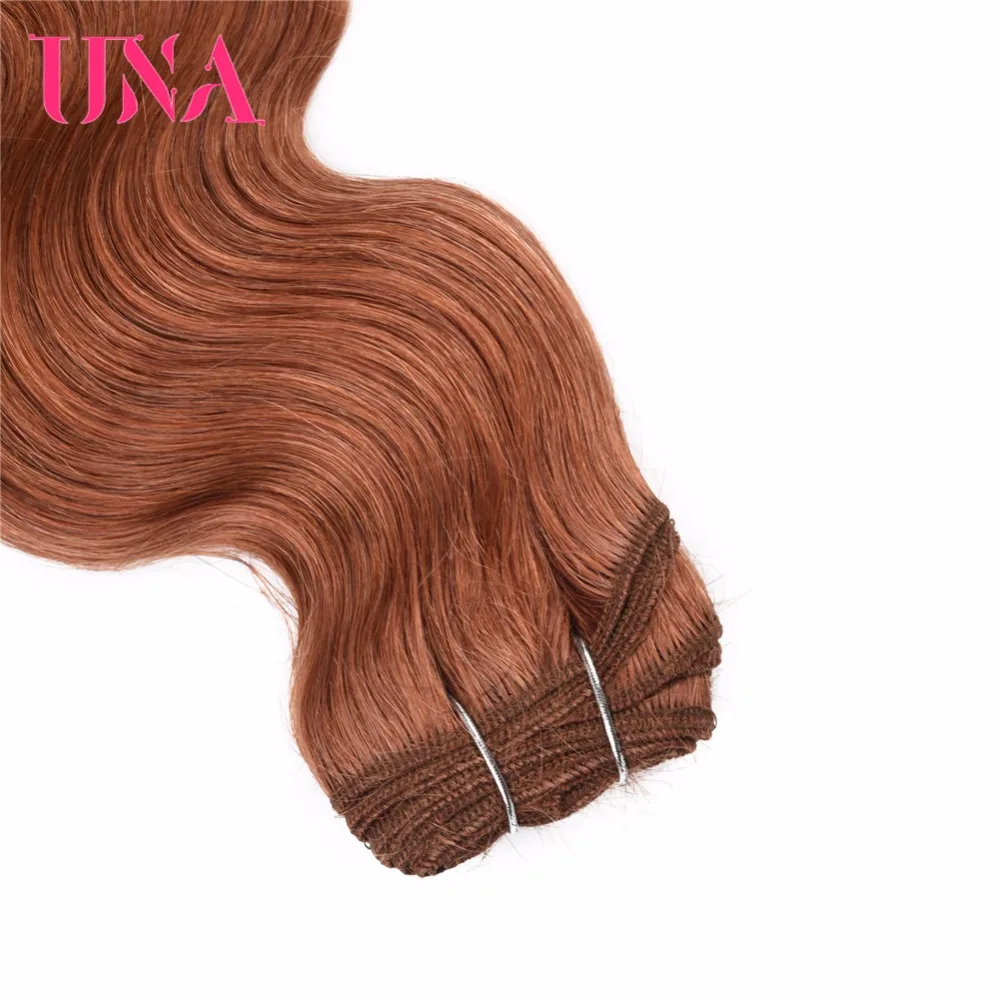 UNA человеческих волос предварительно Цветной #30 каштановый перуанский объемная волна 3 Связки сделки 100% перуанские пучки волос не