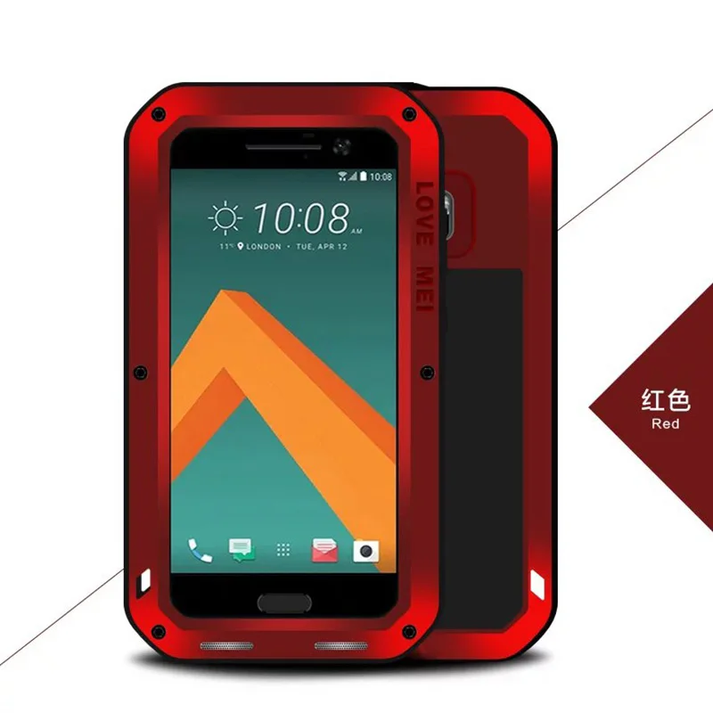 Love Mei для htc 10 водонепроницаемый ударопрочный Металлический Алюминиевый Чехол Gorilla glass для htc M10 три защитный чехол s