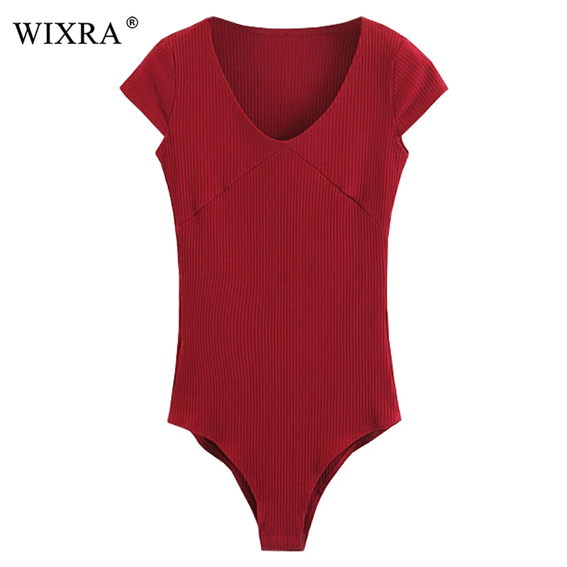 WIXRA Basic O neck Bodysuits Classic Solid Body Overalls Summer Fitness