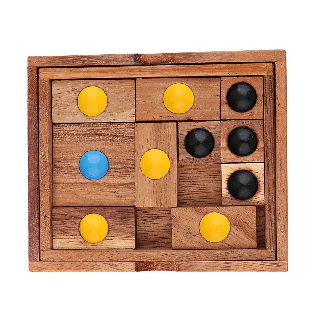 Kids Preschool 3D Brain Teaser Wooden Board Games Sliding Klotski