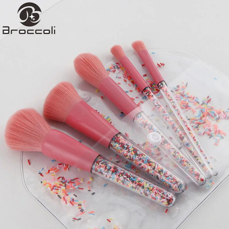 

Broccoli 5pcs Makeup Brushes Set Foundation Powder Blush Eye Shadow Brushes Face Beauty Makeup Tools Kit with Bag Portable