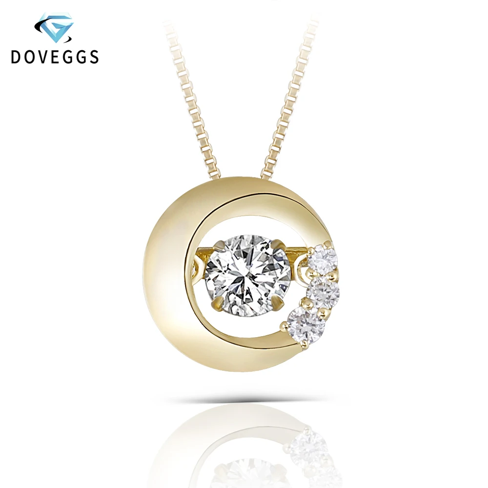 DovEggs Solid 18K 750 Yellow Gold Center 0.2ct Diamond Necklace for Women Dancing Pendant | Украшения и аксессуары