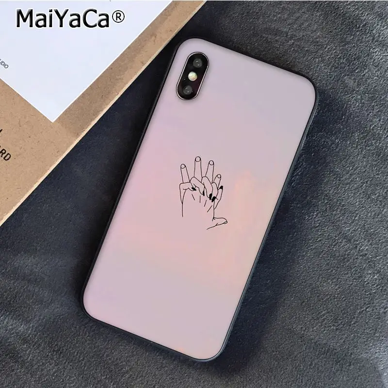 MaiYaCa Minimalist line couple hand Love Phone case For iphone 11 Pro 11Pro Max X XS MAX 6 6S 7 7plus 8 8Plus 5 5S XR