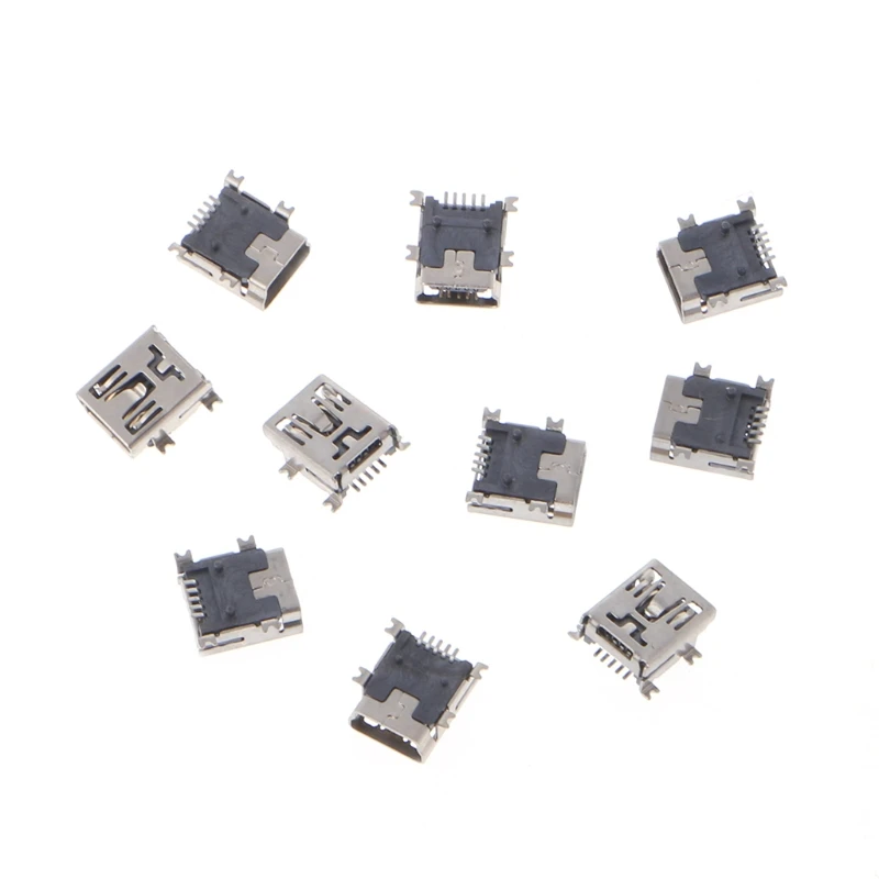 

OOTDTY 10 Pcs Mini USB Type B 5 Pin Female Socket Connector For Mobile Phone Charging