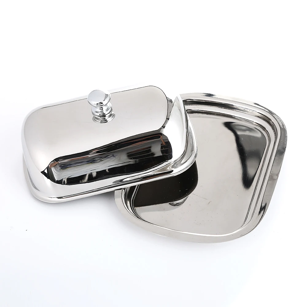 Realand Oval Stainless Steel Butter Dish Box Container Shiny Cheese