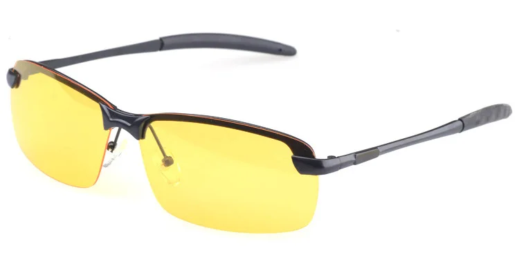 Поляризационные Винтажные Солнцезащитные очки ночного видения, мужские очки пилота, очки для вождения, спортивные авиационные очки, желтые солнцезащитные очки UV400 - Цвет оправы: Black Night Vision