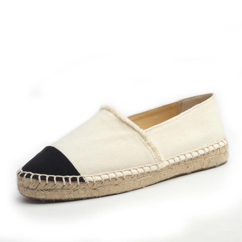 

espadrilles women 2018 genuine leather shoes women flat shoes women Canvas Slip-On Round Toe Shallow shoes size 34-42