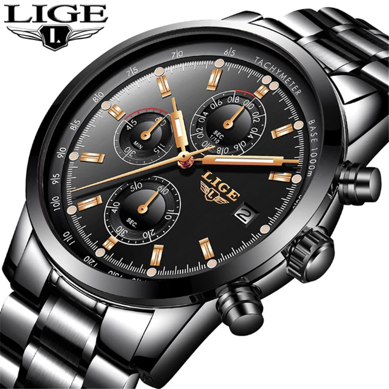 

Relojes LIGE Mens Watches Brand Luxury Men Military Sport Luminous Wristwatch Male Leather Quartz Watch Clock relogio masculino