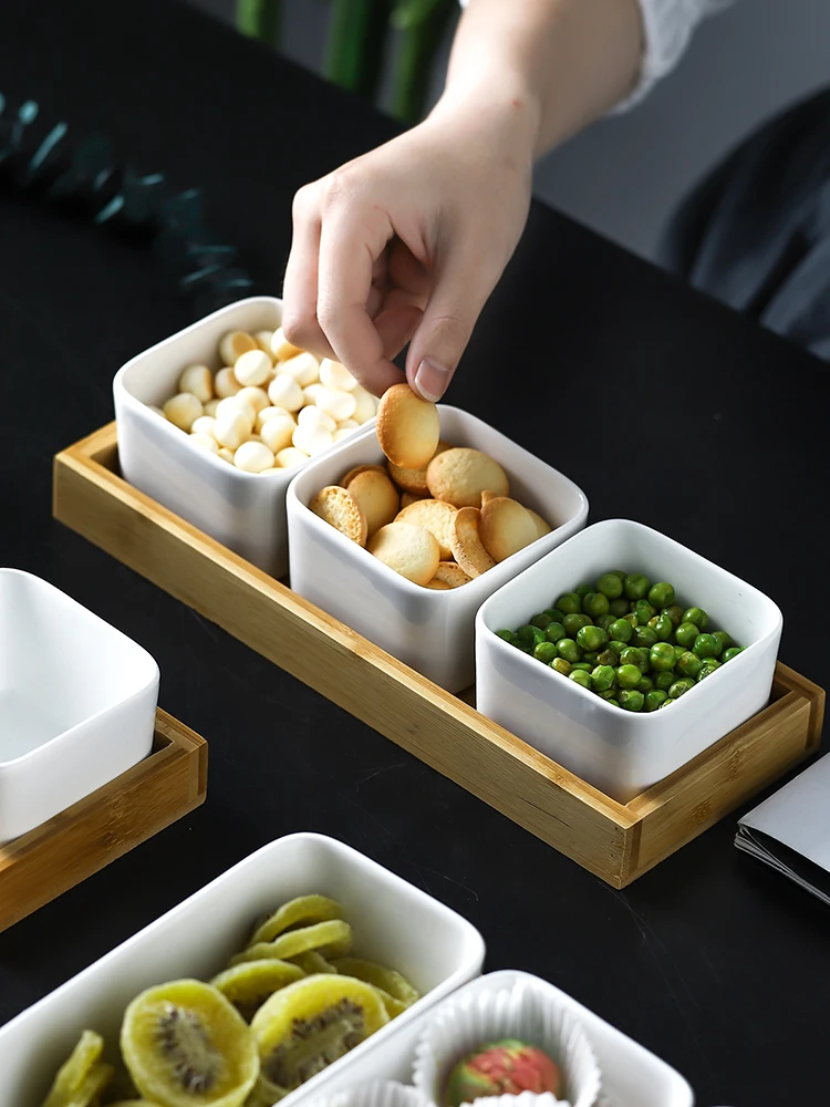 Японская сетчатая тарелка, фруктовые тарелки, керамическая сушеная коробка для гостиной, конфета, тарелка для закусок, Размер порции, тарелки, десертные бамбуковые тарелки