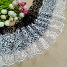 3 ярдов/партия вышитый цветок кружевной ткани ресницы кружевной отделкой Ткань для шитья свадебное платье ремесла