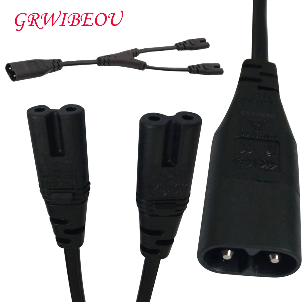 

28cm Male to 2 Female AC Power Extension Cable IEC320-C7 TO C8 Y Split Power Cord