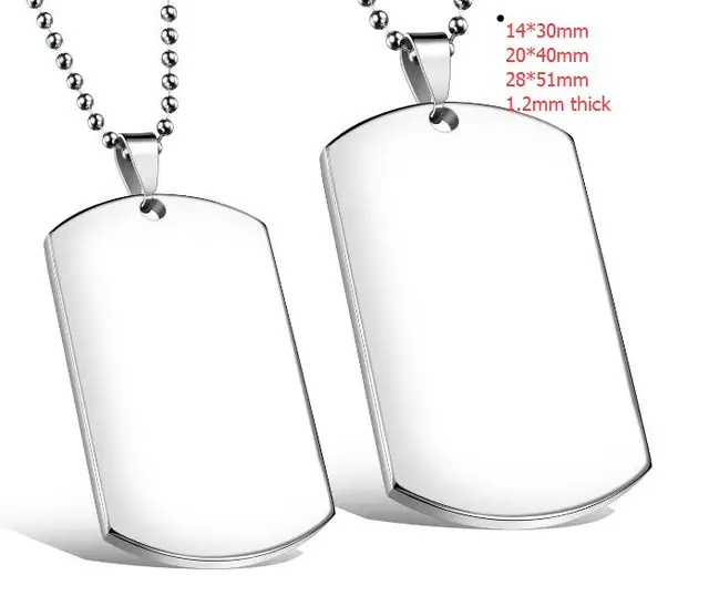 Extra Large Plain, Blank Dog Tag Pendant, Charm in 18K White Gold