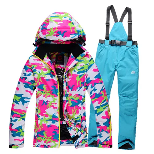 Зимняя Лыжная одежда Набор Женская ветрозащитная Водонепроницаемая лыжная куртка+ лыжные штаны уличная теплая дышащая куртка - Цвет: a9