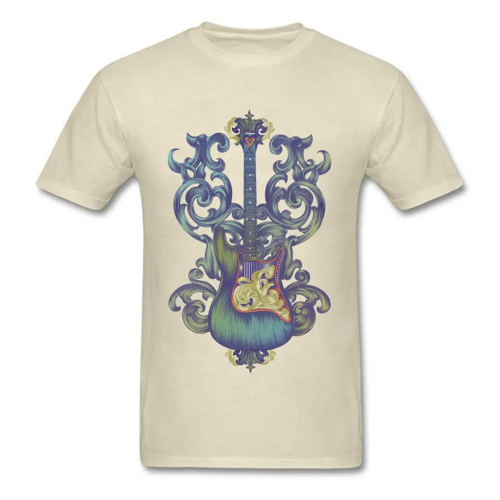 Angel Guitar 2018 Hot Sale Mens Tshirts Crewneck Short Sleeve Pure Cotton Tees Normal Tees Top Quality Angel Guitar beige